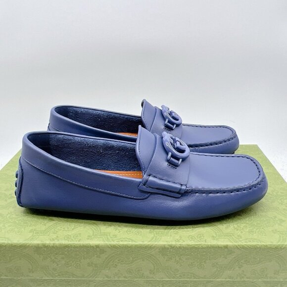 Gucci GG Interlocking Loafer Blue Driver Moccasin Shoes Logo Womens UK 5.5 US 8. - Picture 7 of 16
